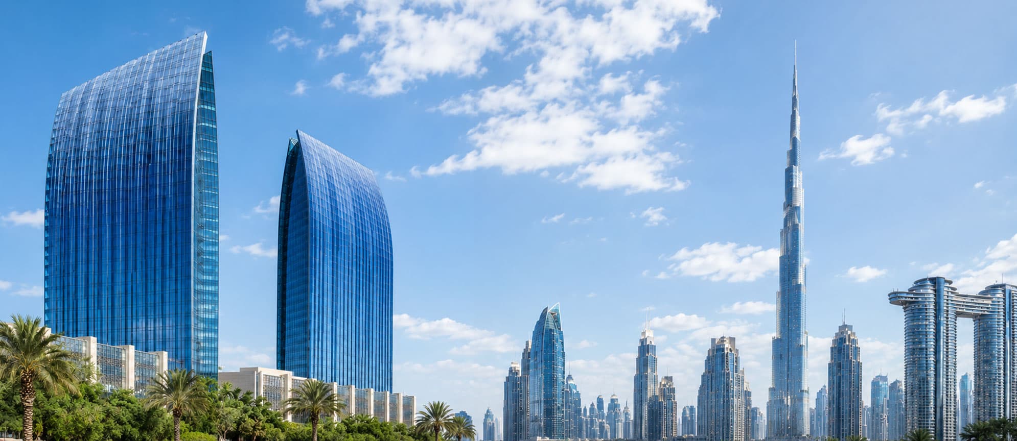 Dubai skyline at sunset